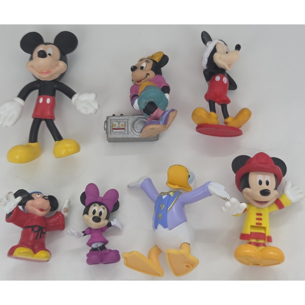 Lot 7 DISNEY TOYS Mickey, Minnie Mouse 1987, D Duck Vtg Preowned 1 & 2 In Vinyl